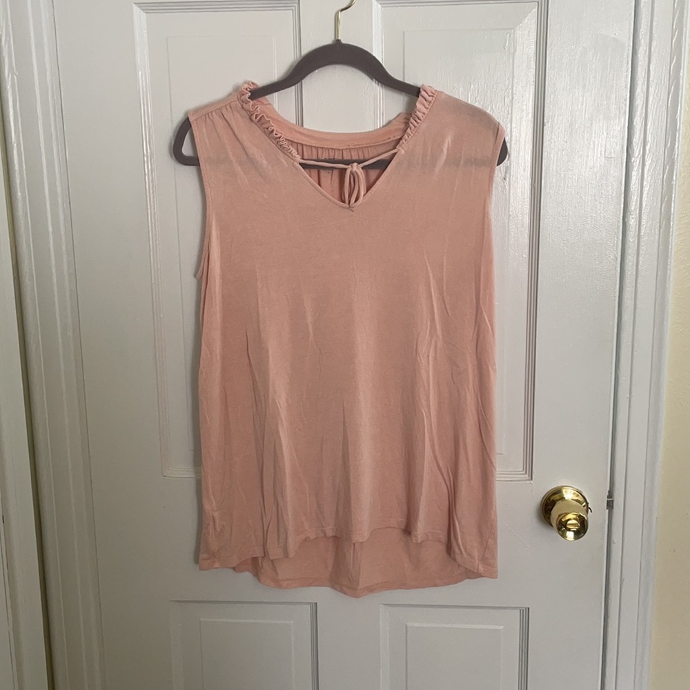 Medium Pink Blouse with tie in Neckline LOFT